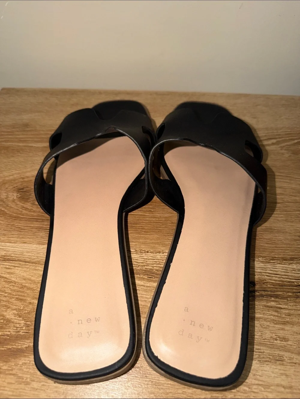 a new day Black Slide Sandals with Cutout Strap